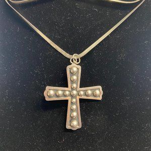 DULCE MEXICO 925 LARGE3' BY 2.5' "OZZY" STERLING SLVER CROSS N CHAIN 30' J-29